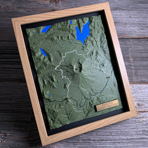 3D Printed map of Mount St. Helens, Skamania County, Washington, USA, handmade by Keyway