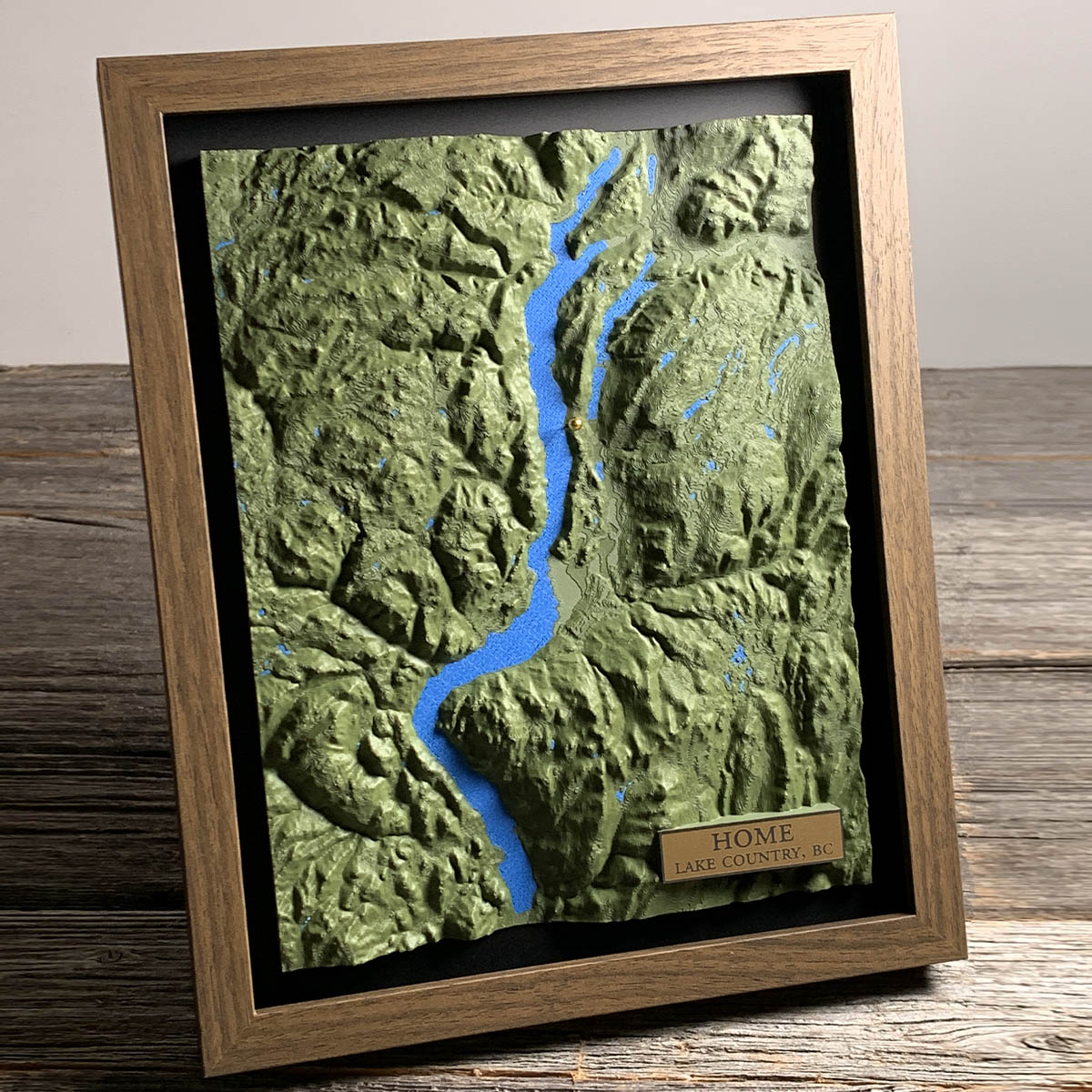 3D Printed map of Lake Country, Lake Country, British Columbia, Canada, handmade by Keyway