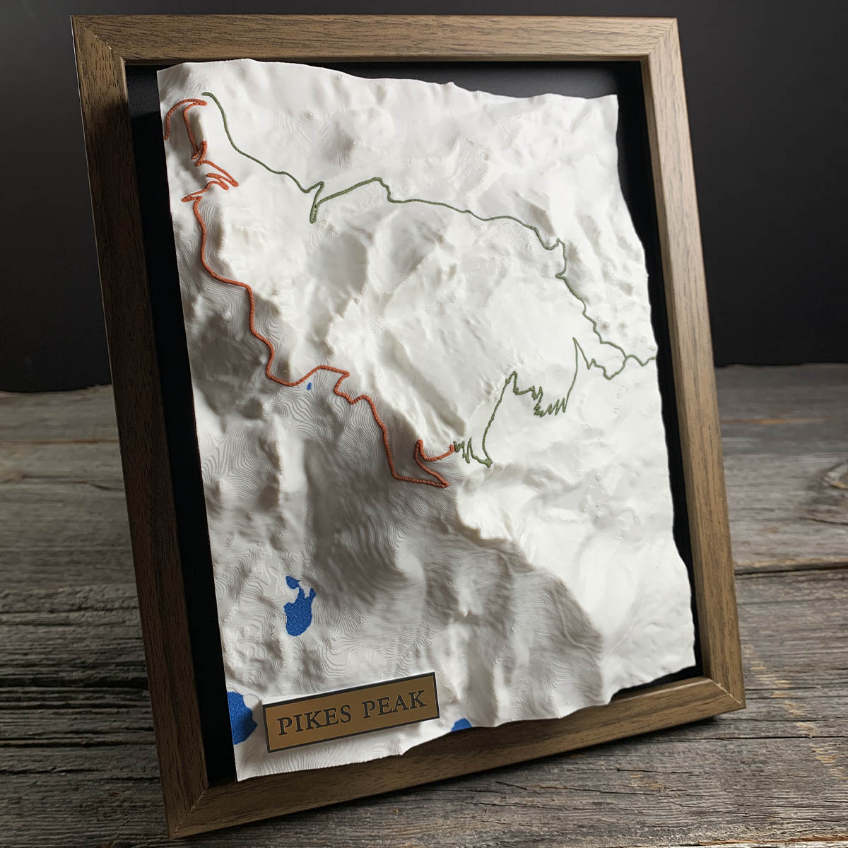 3D Printed map of Pikes Peak, Front Range, Colorado, USA, handmade by Keyway