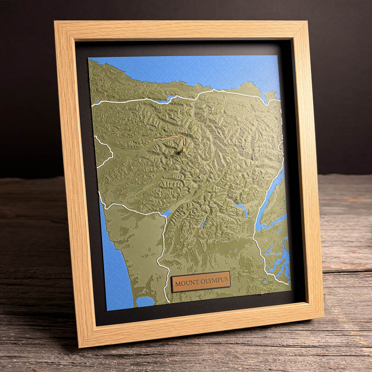 3D Printed map of Mount Olympus, Jefferson County, Washington, USA, handmade by Keyway