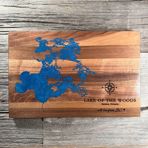 Epoxy map of Lake of the Woods, Kenora, Ontario, Canada, handmade by Keyway