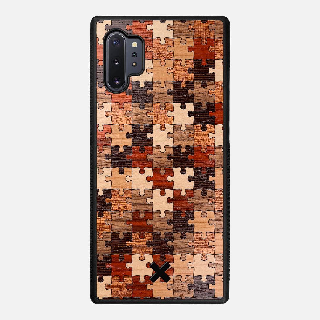Puzzle Case for the Samsung Galaxy Note 10 Plus featuring a Wenge, Maple, Cherry, Sapele, Padauk, and Walnut Wood backer with the Keyway X Mark#Phone Model_Galaxy Note 10 Plus