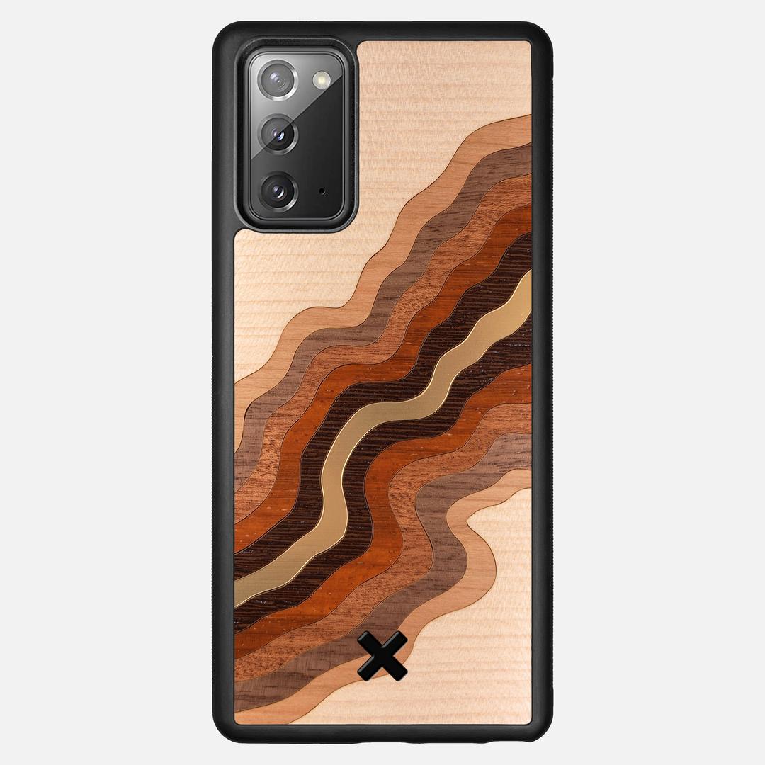 Canyon Case for the Samsung Galaxy Note 20 featuring a flowing Gold, Maple, Cherry, Walnut, Sapele, Padauk, and Wenge Wood backer with the Keyway X Mark#Phone Model_Galaxy Note 20