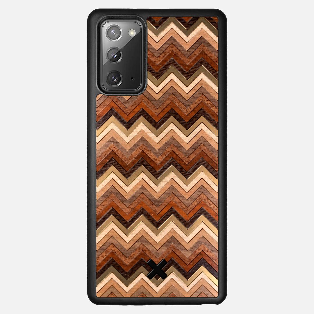 Echo Case for the Samsung Galaxy Note 20 featuring a zigzag Gold, Maple, Cherry, Walnut, Sapele, Padauk, and Wenge Wood backer with the Keyway X Mark#Phone Model_Galaxy Note 20