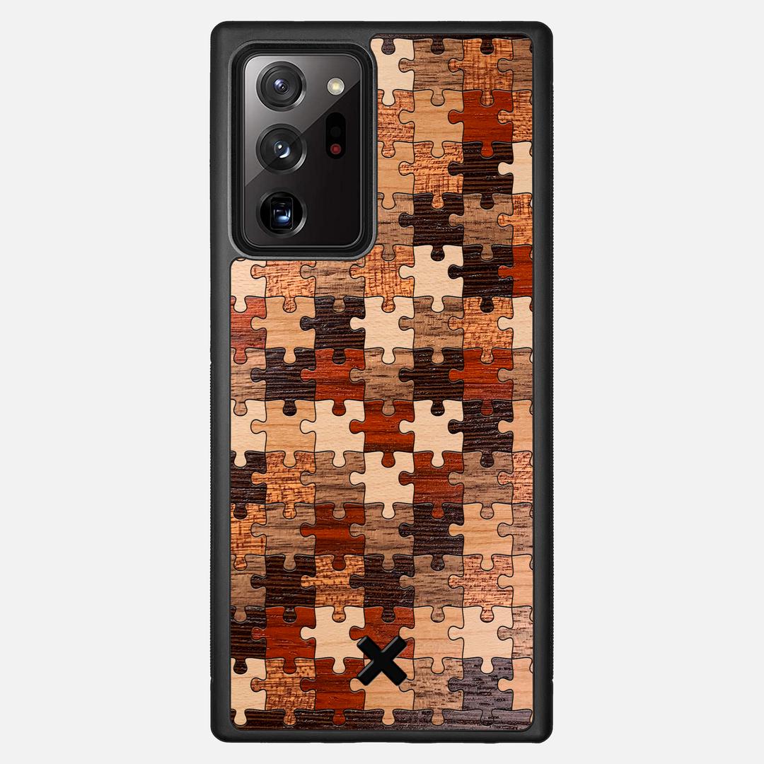 Puzzle Case for the Samsung Galaxy Note 20 Ultra featuring a Wenge, Maple, Cherry, Sapele, Padauk, and Walnut Wood backer with the Keyway X Mark#Phone Model_Galaxy Note 20 Ultra