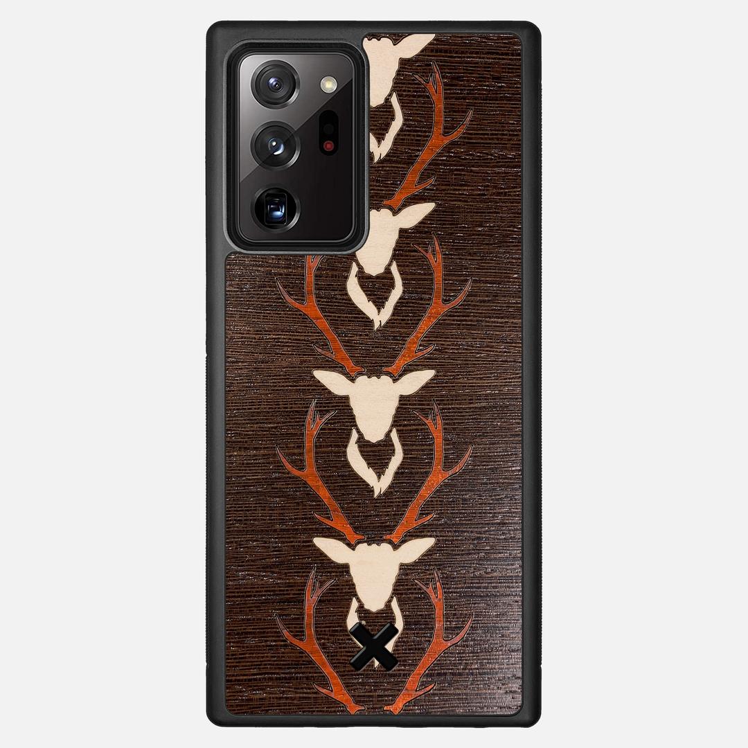 Stag Case for the Samsung Galaxy Note 20 Ultra featuring a Maple & Padauk Deer Inlay on a Wenge Wood backer with the Keyway X Mark#Phone Model_Galaxy Note 20 Ultra