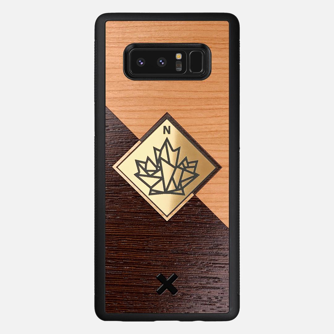 True North Case for the Samsung Galaxy Note 8 featuring an Engraved Gold, Cherry, and Wenge Wood backer with the Keyway X Mark#Phone Model_Galaxy Note 8