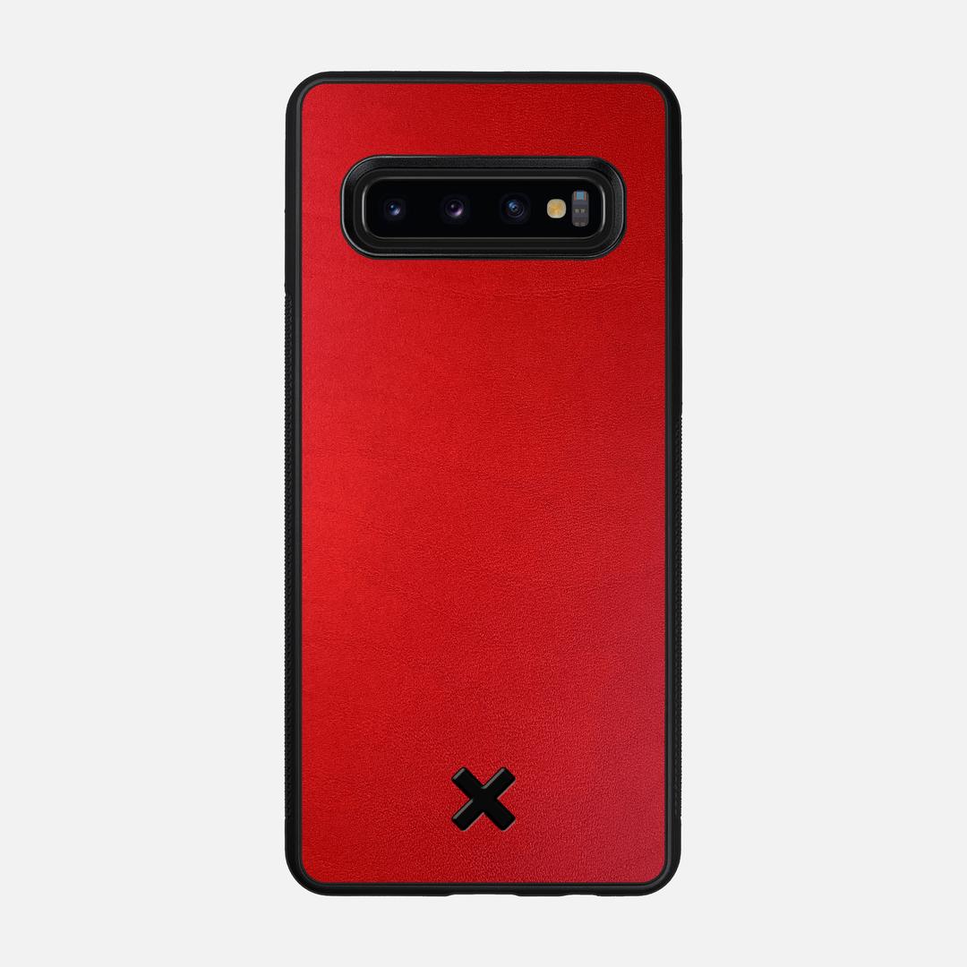 Crimson Leather Case for the Samsung Galaxy S10 featuring a Genuine Leather backer with the Keyway X Mark#Phone Model_Galaxy S10