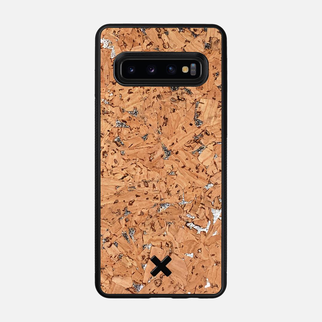Silver Cork Case for the Samsung Galaxy S10 featuring a Genuine Cork backer with the Keyway X Mark#Phone Model_Galaxy S10