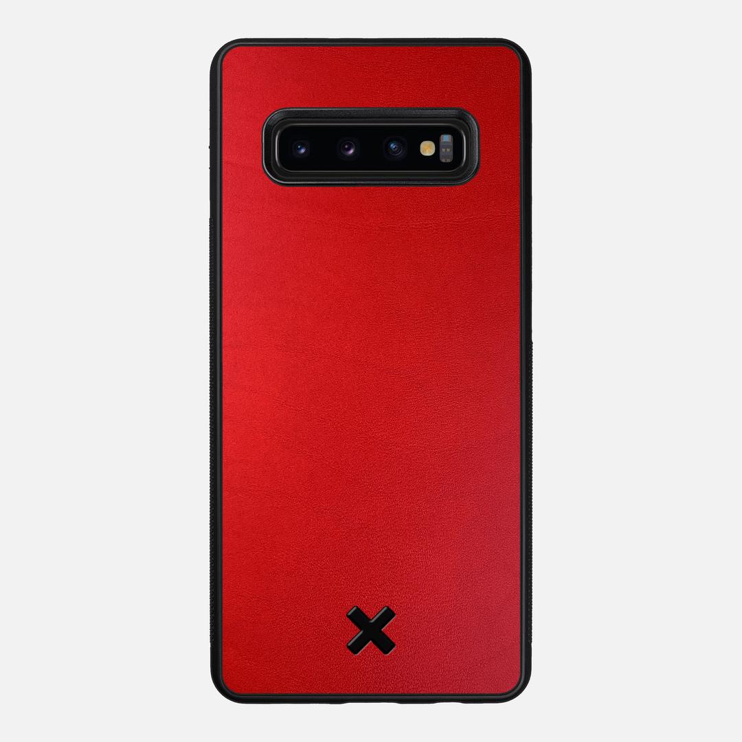 Crimson Leather Case for the Samsung Galaxy S10 Plus featuring a Genuine Leather backer with the Keyway X Mark#Phone Model_Galaxy S10 Plus
