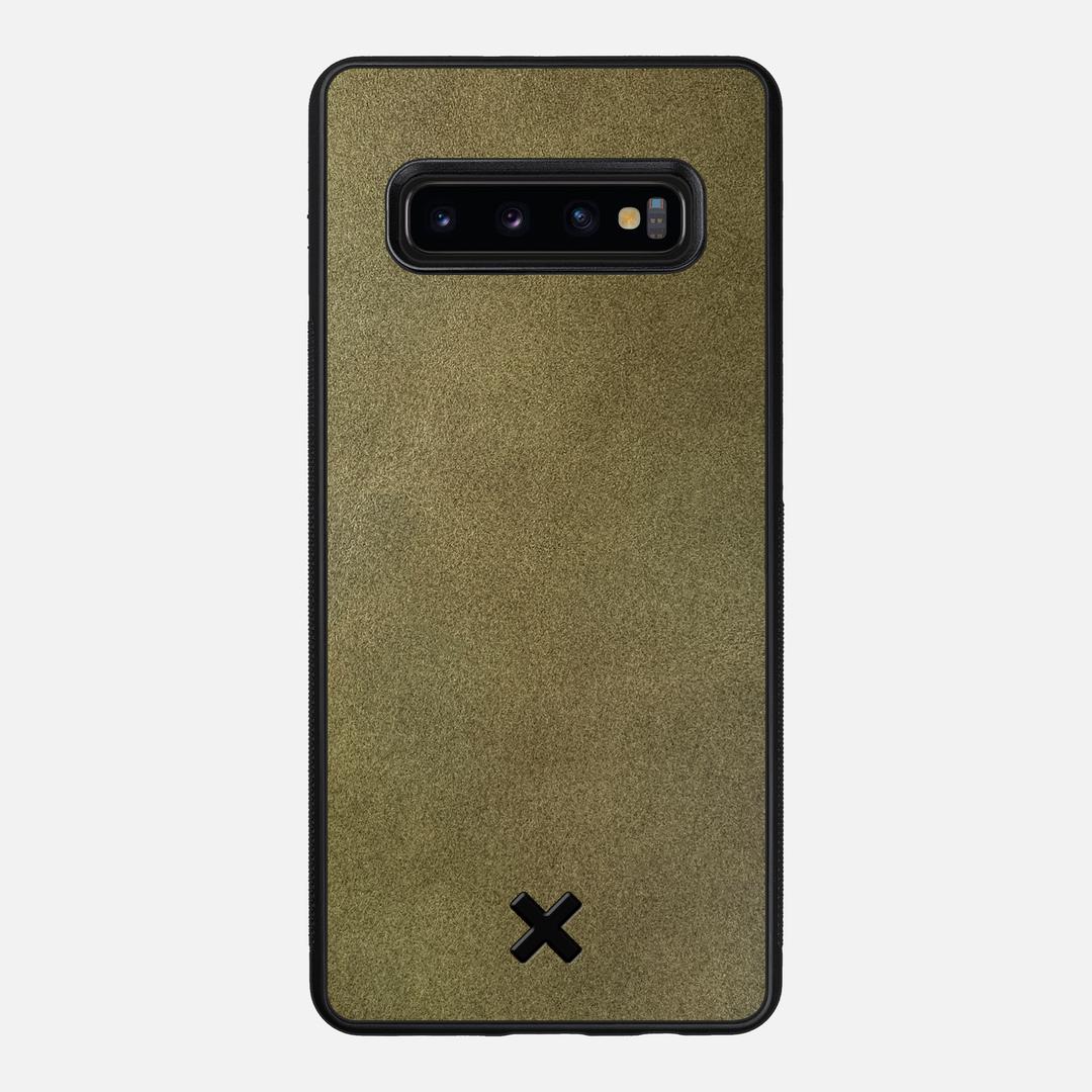 Olive Leather Case for the Samsung Galaxy S10 Plus featuring a Genuine Leather backer with the Keyway X Mark#Phone Model_Galaxy S10 Plus
