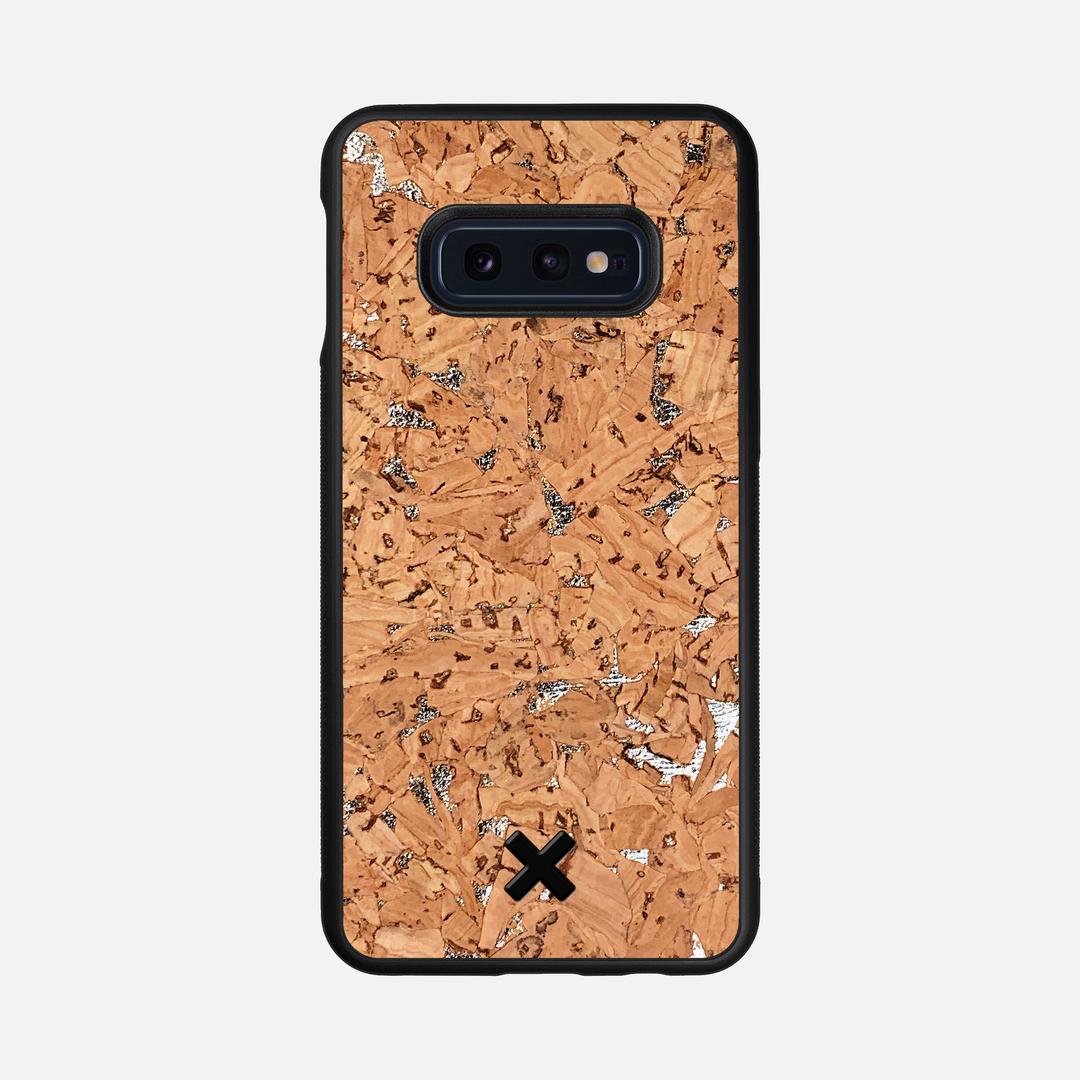Silver Cork Case for the Samsung Galaxy S10e featuring a Genuine Cork backer with the Keyway X Mark#Phone Model_Galaxy S10e