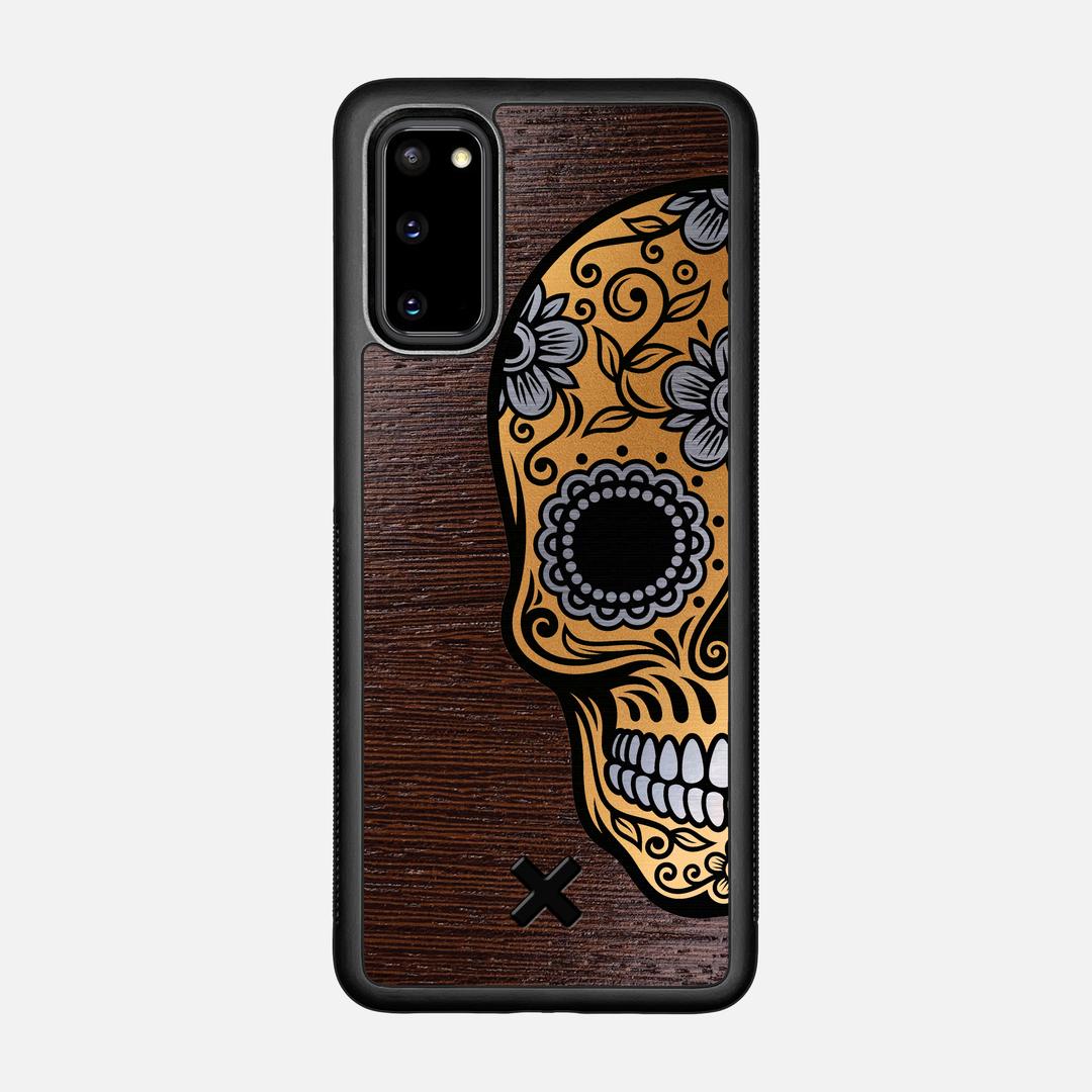 Calavera Case for the Samsung Galaxy S20 featuring an Engraved Gold and Wenge Wood backer with the Keyway X Mark#Phone Model_Galaxy S20