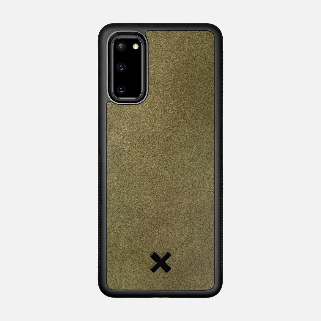 Olive Leather Case for the Samsung Galaxy S20 featuring a Genuine Leather backer with the Keyway X Mark#Phone Model_Galaxy S20