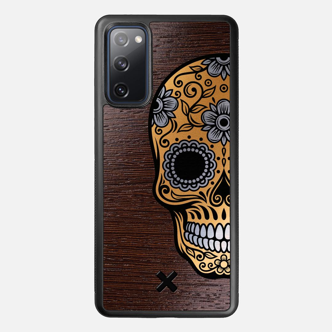 Calavera Case for the Samsung Galaxy S20 FE featuring an Engraved Gold and Wenge Wood backer with the Keyway X Mark#Phone Model_Galaxy S20 FE