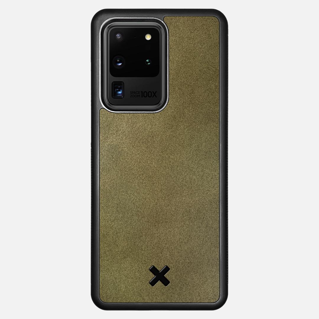 Olive Leather Case for the Samsung Galaxy S20 Ultra featuring a Genuine Leather backer with the Keyway X Mark#Phone Model_Galaxy S20 Ultra