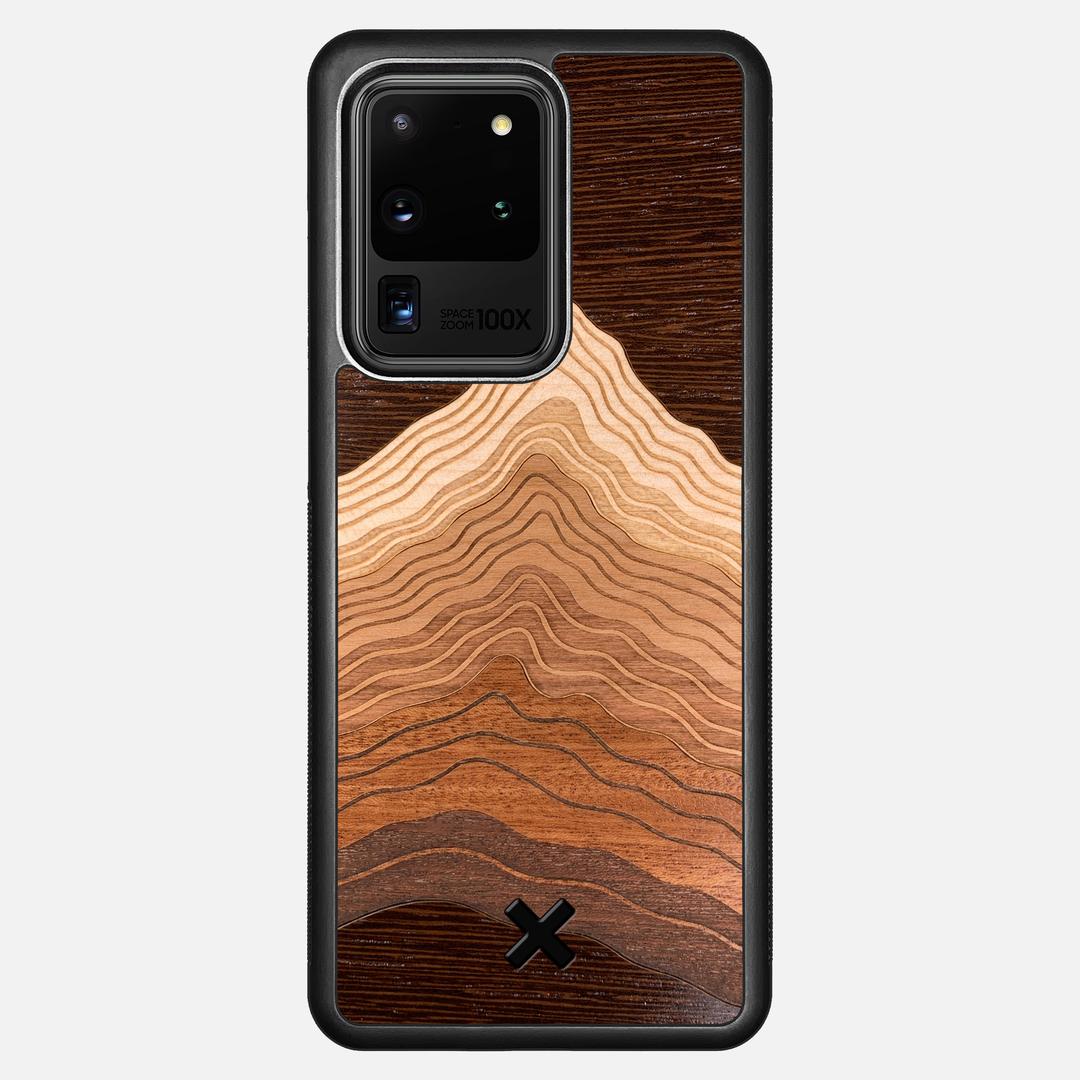 Summit Case for the Samsung Galaxy S20 Ultra featuring a mountain of Wenge, Maple, Cherry, and Sapele Wood backer with the Keyway X Mark#Phone Model_Galaxy S20 Ultra