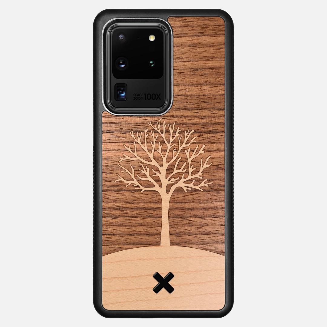 Tree of Life Case for the Samsung Galaxy S20 Ultra featuring a Maple and Walnut Wood backer with the Keyway X Mark#Phone Model_Galaxy S20 Ultra