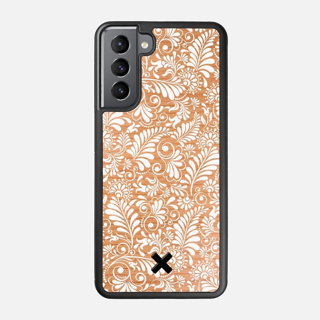 Botanica Case for the Samsung Galaxy S21 featuring a UV Printed Cherry Wood backer with the Keyway X Mark#Phone Model_Galaxy S21