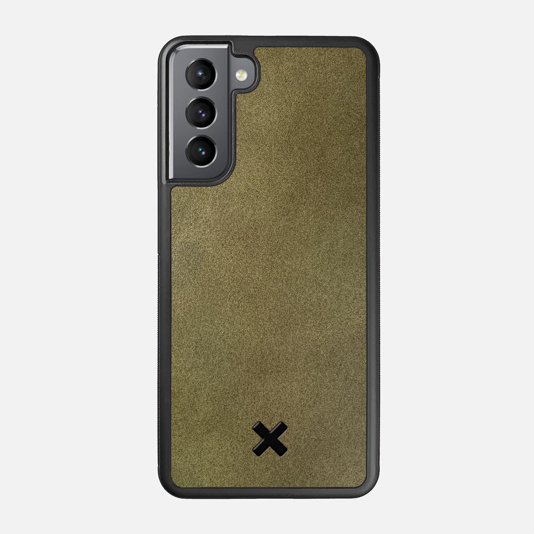 Olive Leather Case for the Samsung Galaxy S21 featuring a Genuine Leather backer with the Keyway X Mark#Phone Model_Galaxy S21
