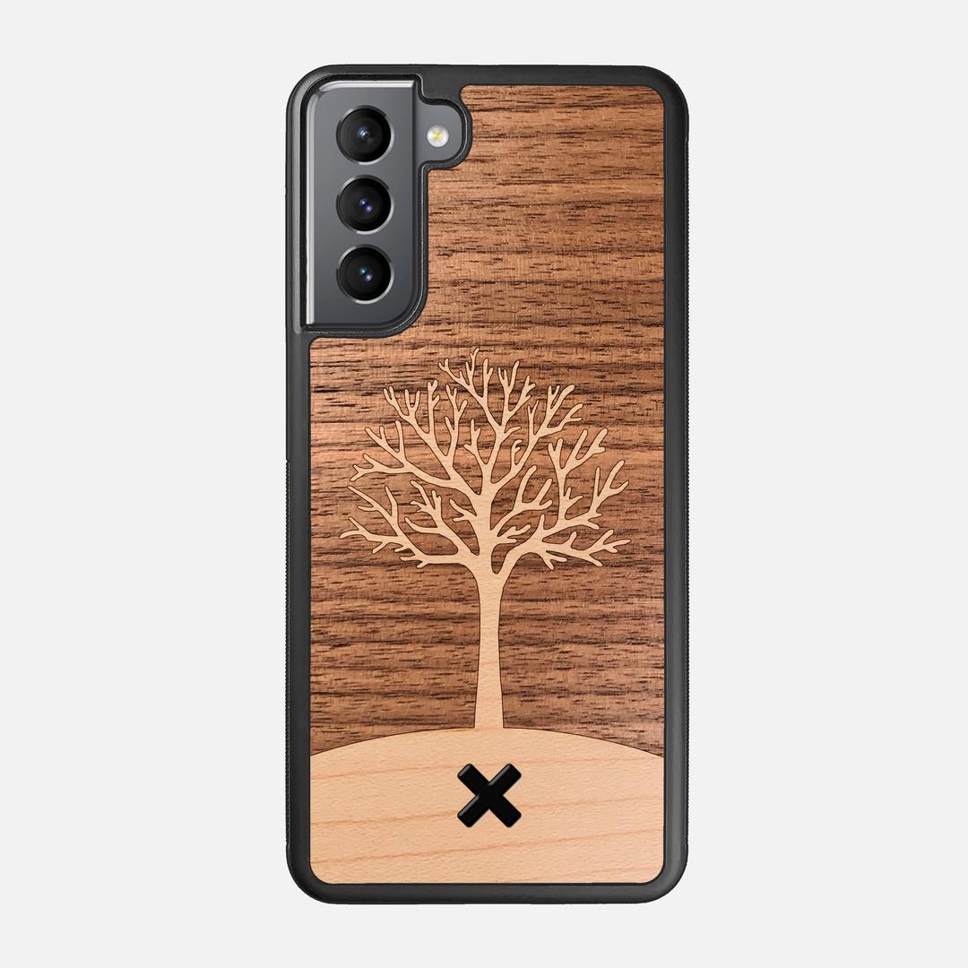 Tree of Life Case for the Samsung Galaxy S21 featuring a Maple and Walnut Wood backer with the Keyway X Mark#Phone Model_Galaxy S21