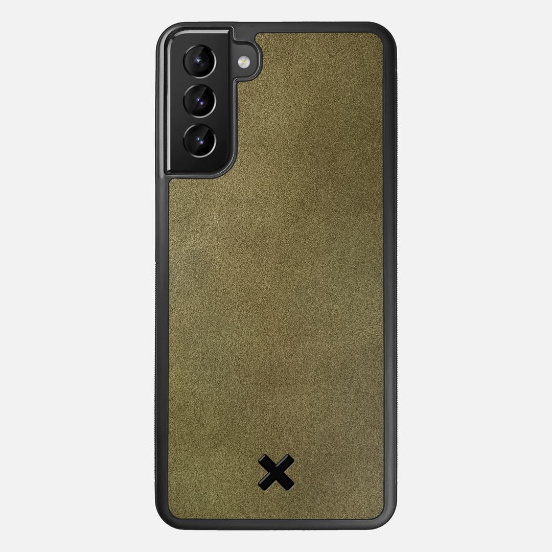 Olive Leather Case for the Samsung Galaxy S21 Plus featuring a Genuine Leather backer with the Keyway X Mark#Phone Model_Galaxy S21 Plus