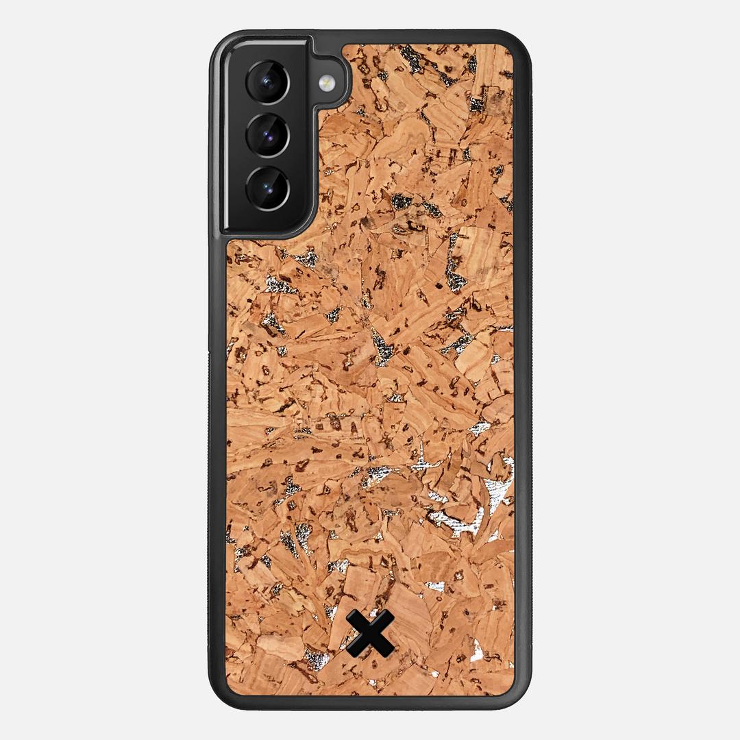 Silver Cork Case for the Samsung Galaxy S21 Plus featuring a Genuine Cork backer with the Keyway X Mark#Phone Model_Galaxy S21 Plus