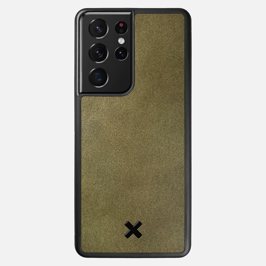 Olive Leather Case for the Samsung Galaxy S21 Ultra featuring a Genuine Leather backer with the Keyway X Mark#Phone Model_Galaxy S21 Ultra