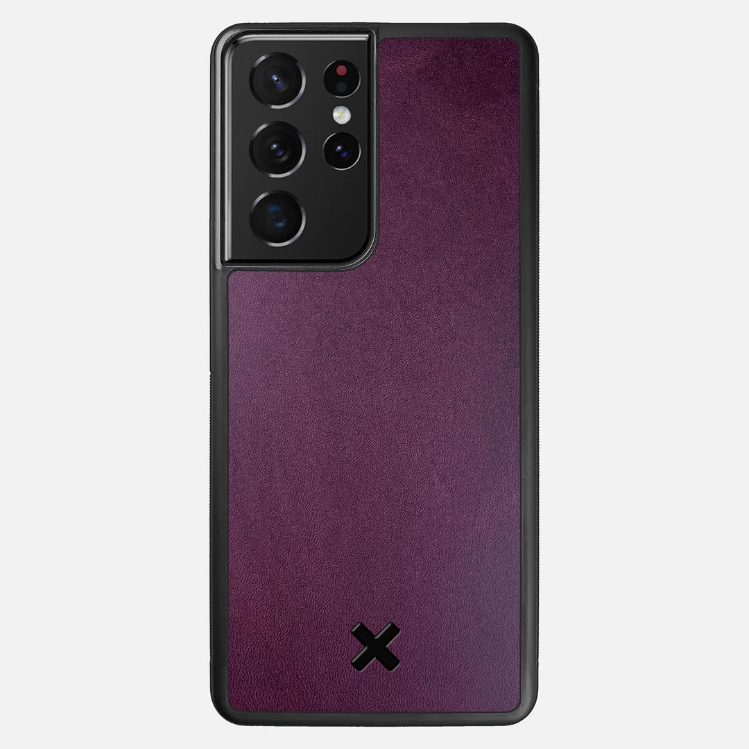 Plum Leather Case for the Samsung Galaxy S21 Ultra featuring a Genuine Leather backer with the Keyway X Mark#Phone Model_Galaxy S21 Ultra