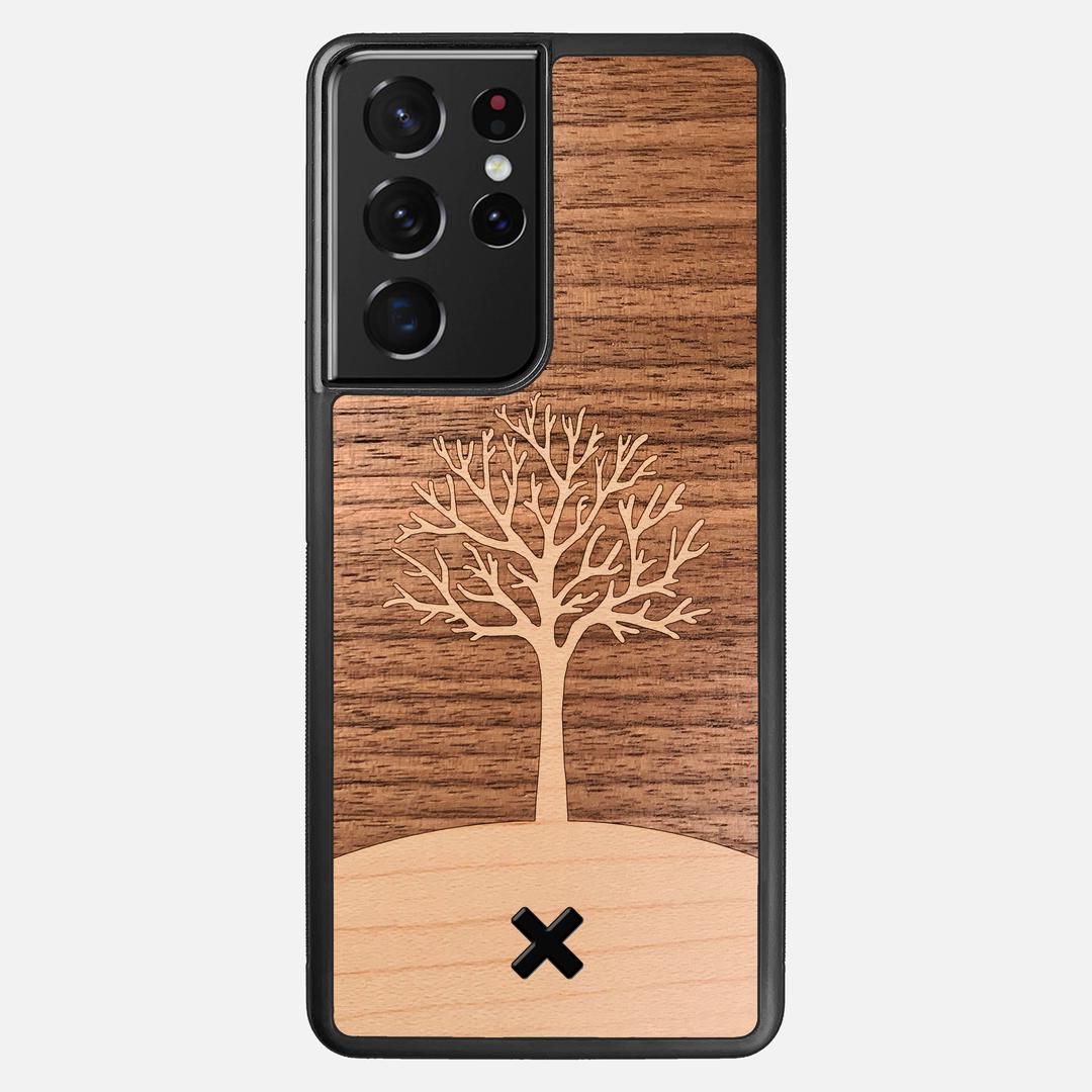 Tree of Life Case for the Samsung Galaxy S21 Ultra featuring a Maple and Walnut Wood backer with the Keyway X Mark#Phone Model_Galaxy S21 Ultra
