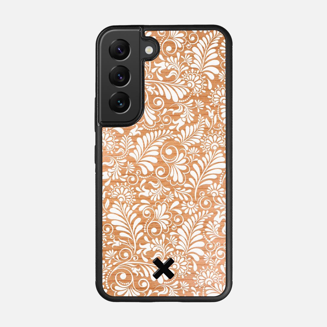Botanica Case for the Samsung Galaxy S22 featuring a UV Printed Cherry Wood backer with the Keyway X Mark#Phone Model_Galaxy S22
