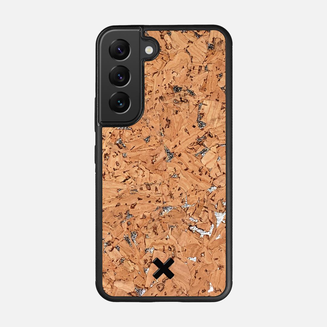 Silver Cork Case for the Samsung Galaxy S22 featuring a Genuine Cork backer with the Keyway X Mark#Phone Model_Galaxy S22