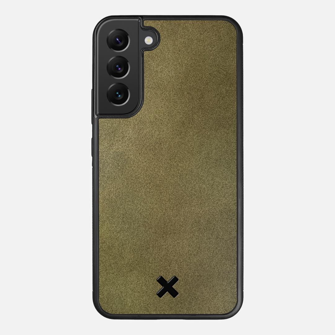 Olive Leather Case for the Samsung Galaxy S22 Plus featuring a Genuine Leather backer with the Keyway X Mark#Phone Model_Galaxy S22 Plus