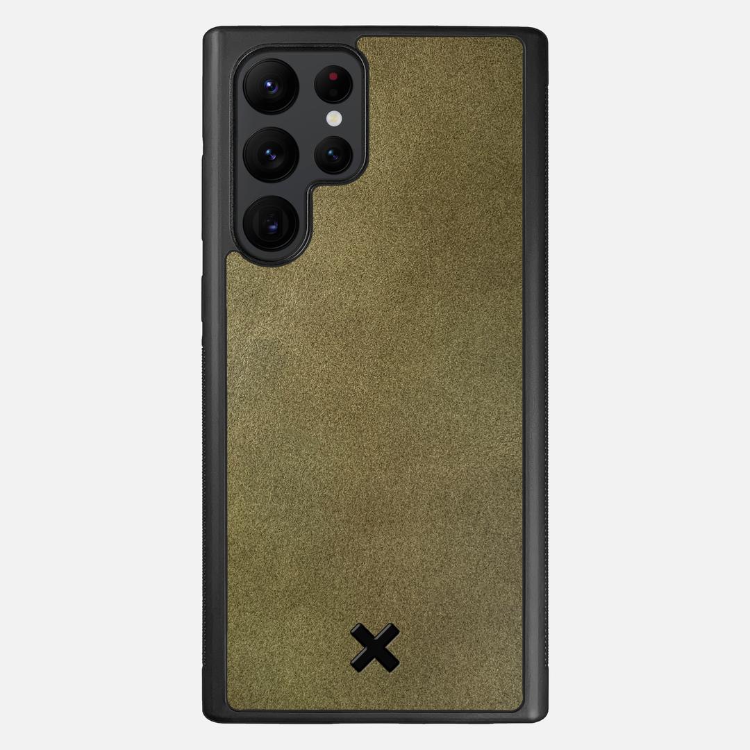 Olive Leather Case for the Samsung Galaxy S22 Ultra featuring a Genuine Leather backer with the Keyway X Mark#Phone Model_Galaxy S22 Ultra
