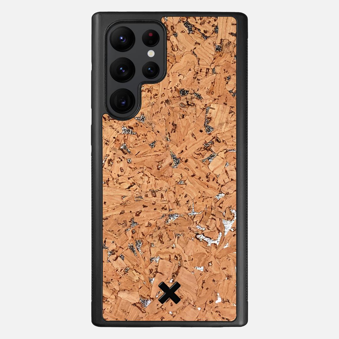 Silver Cork Case for the Samsung Galaxy S22 Ultra featuring a Genuine Cork backer with the Keyway X Mark#Phone Model_Galaxy S22 Ultra