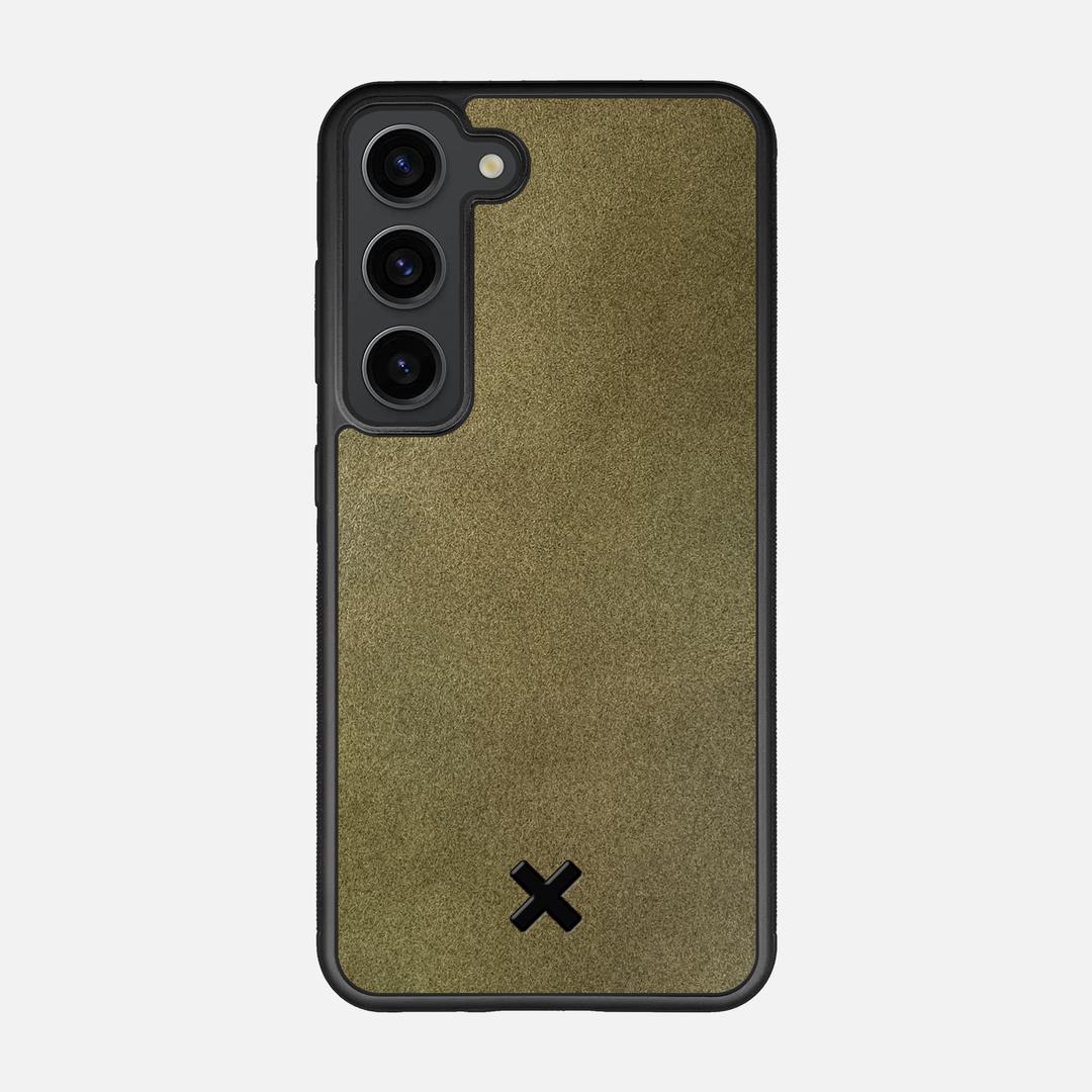Olive Leather Case for the Samsung Galaxy S23 featuring a Genuine Leather backer with the Keyway X Mark#Phone Model_Galaxy S23