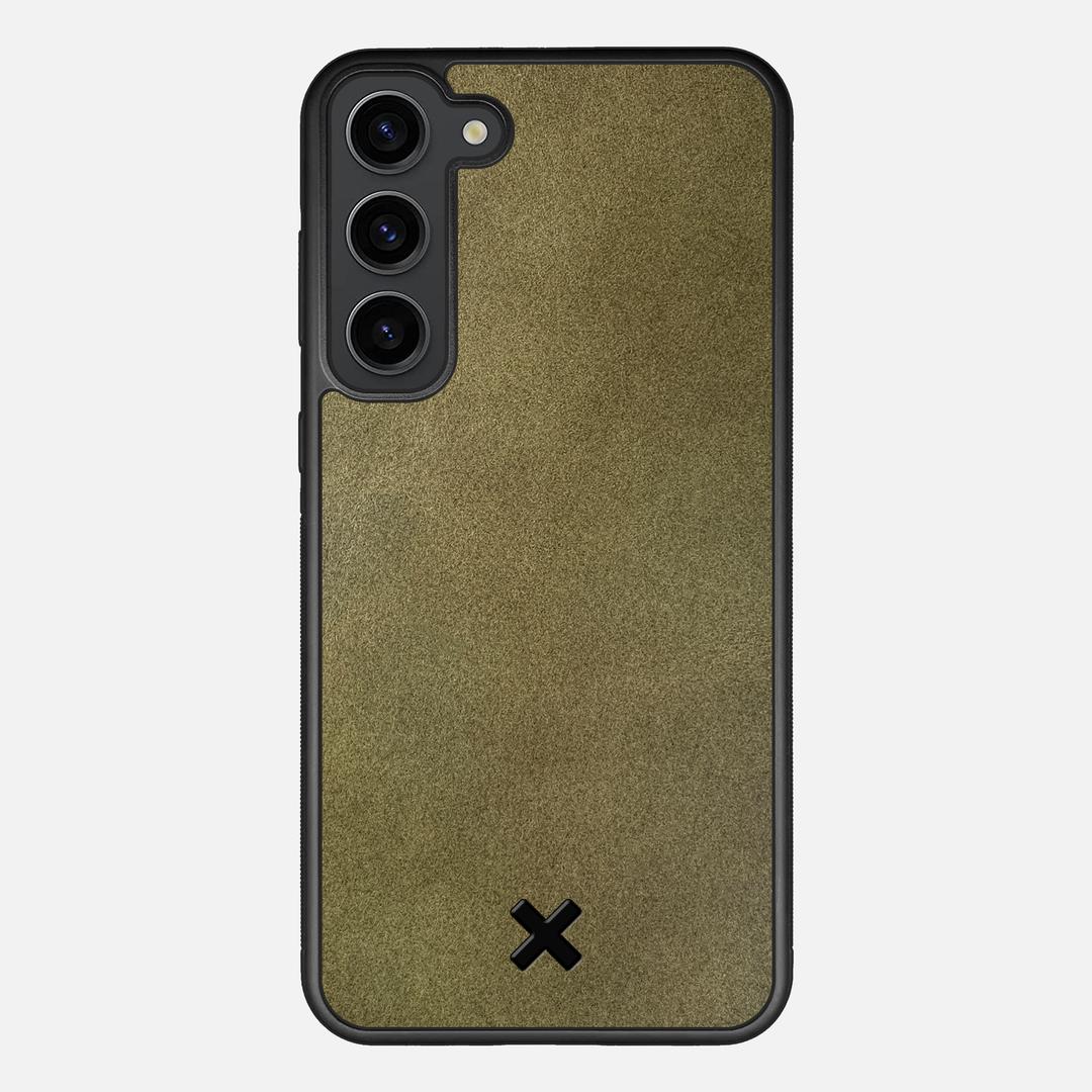 Olive Leather Case for the Samsung Galaxy S23 Plus featuring a Genuine Leather backer with the Keyway X Mark#Phone Model_Galaxy S23 Plus