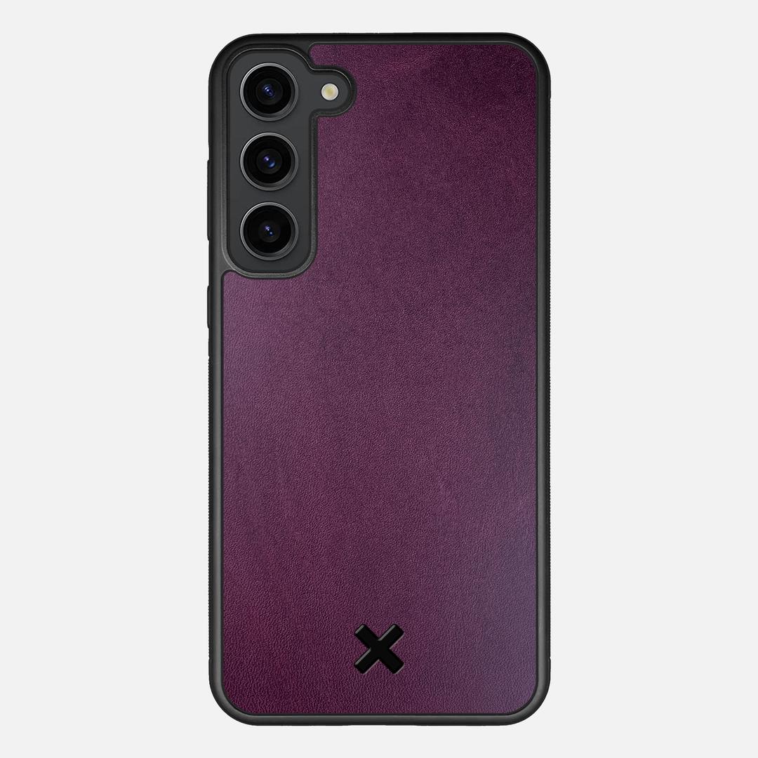Plum Leather Case for the Samsung Galaxy S23 Plus featuring a Genuine Leather backer with the Keyway X Mark#Phone Model_Galaxy S23 Plus