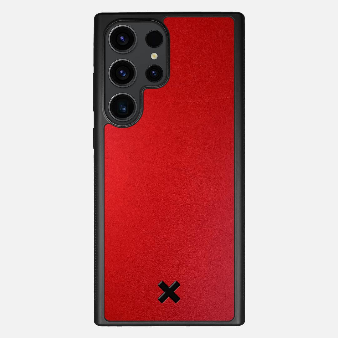 Crimson Leather Case for the Samsung Galaxy S23 Ultra featuring a Genuine Leather backer with the Keyway X Mark#Phone Model_Galaxy S23 Ultra
