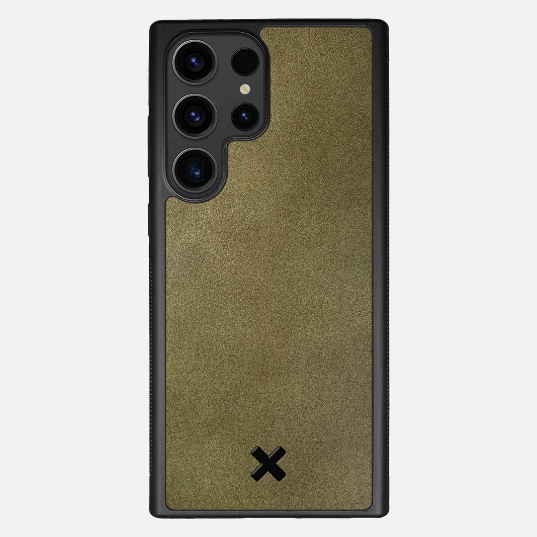 Olive Leather Case for the Samsung Galaxy S23 Ultra featuring a Genuine Leather backer with the Keyway X Mark#Phone Model_Galaxy S23 Ultra