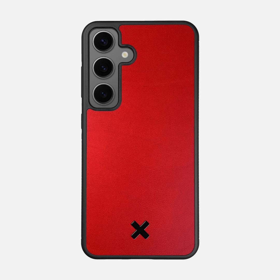 Crimson Leather Case for the Samsung Galaxy S24 featuring a Genuine Leather backer with the Keyway X Mark#Phone Model_Galaxy S24