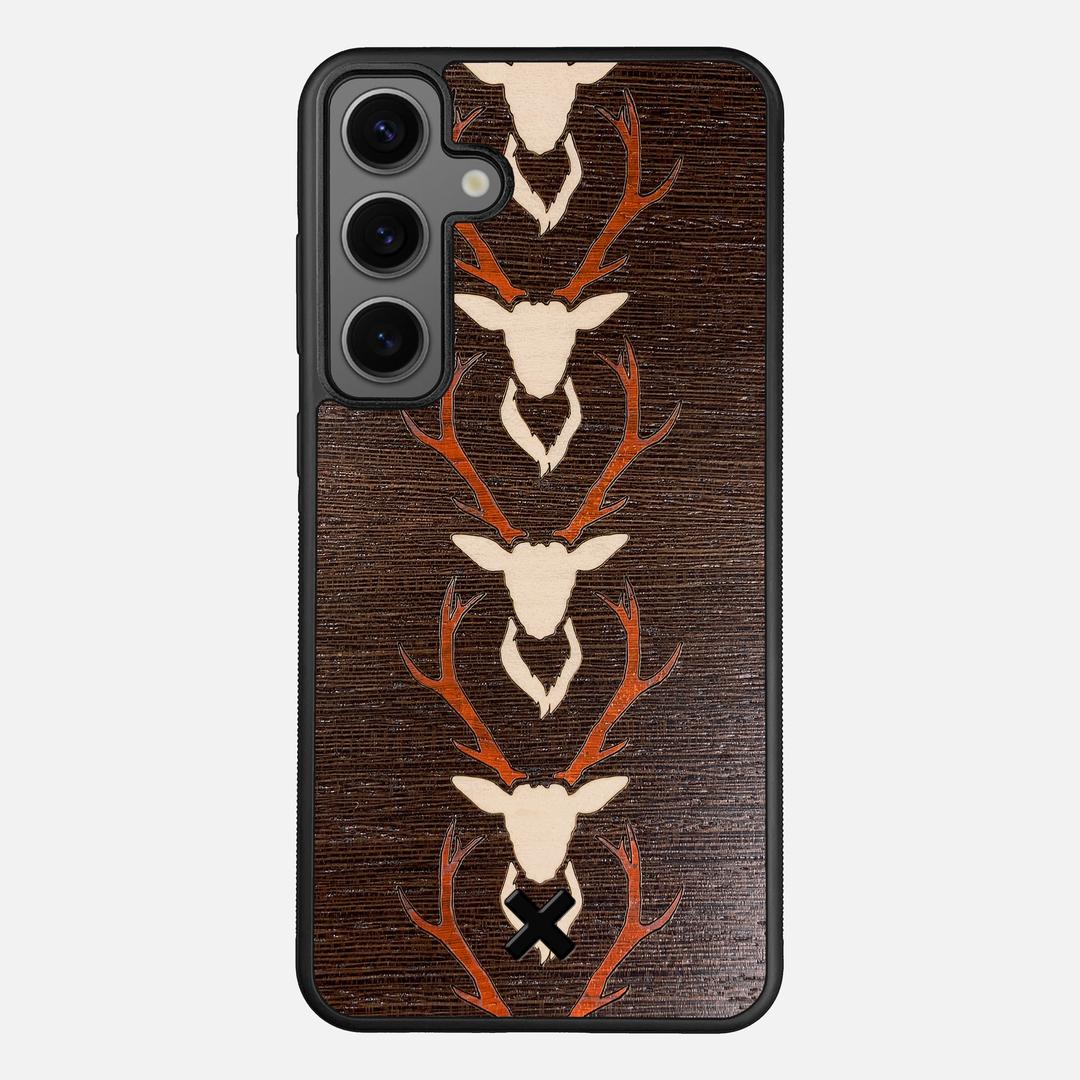 Stag Case for the Samsung Galaxy S24 Plus featuring a Maple & Padauk Deer Inlay on a Wenge Wood backer with the Keyway X Mark#Phone Model_Galaxy S24 Plus