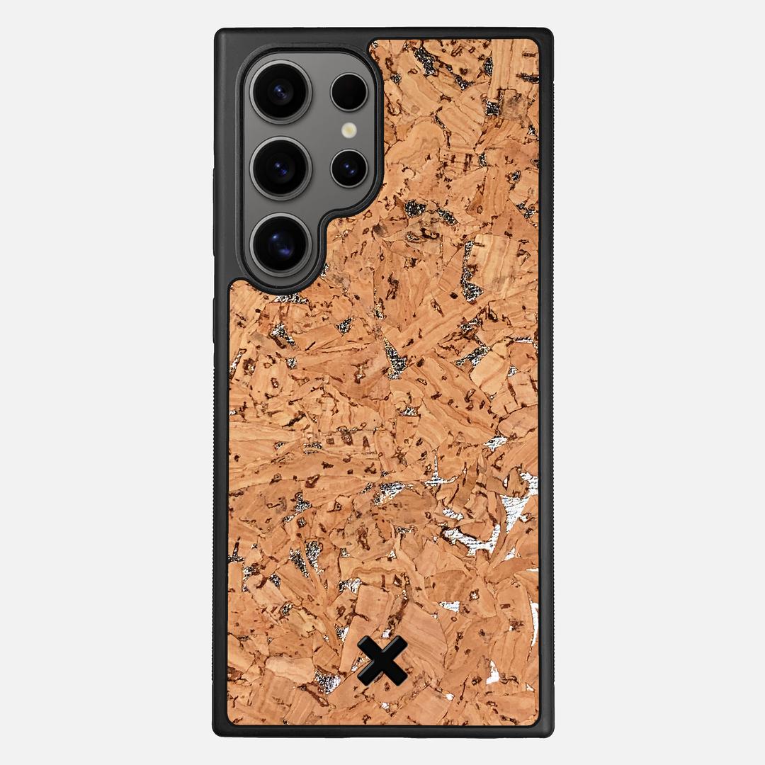 Silver Cork Case for the Samsung Galaxy S24 Ultra featuring a Genuine Cork backer with the Keyway X Mark#Phone Model_Galaxy S24 Ultra