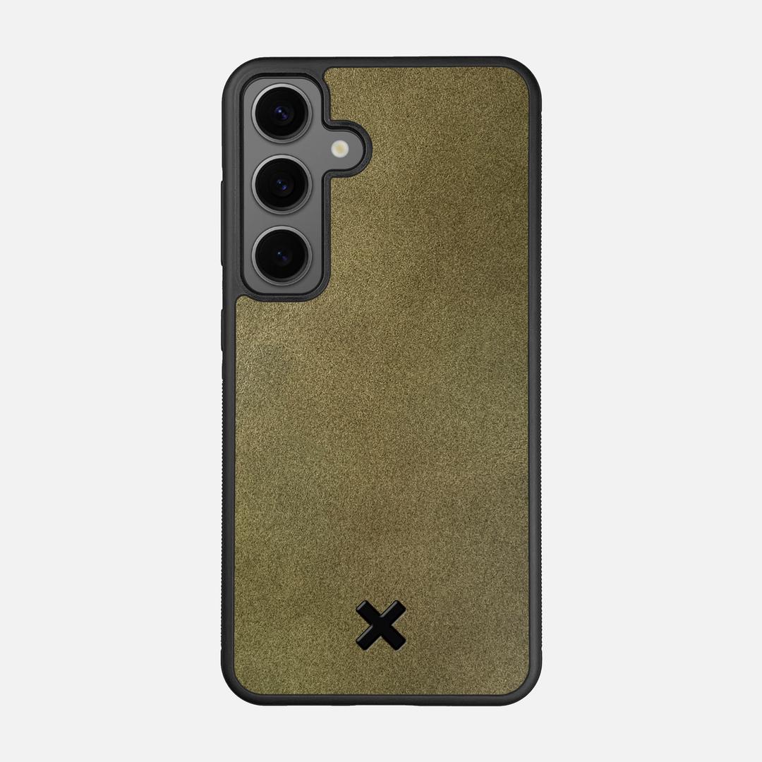 Olive Leather Case for the Samsung Galaxy S25 featuring a Genuine Leather backer with the Keyway X Mark#Phone Model_Galaxy S25