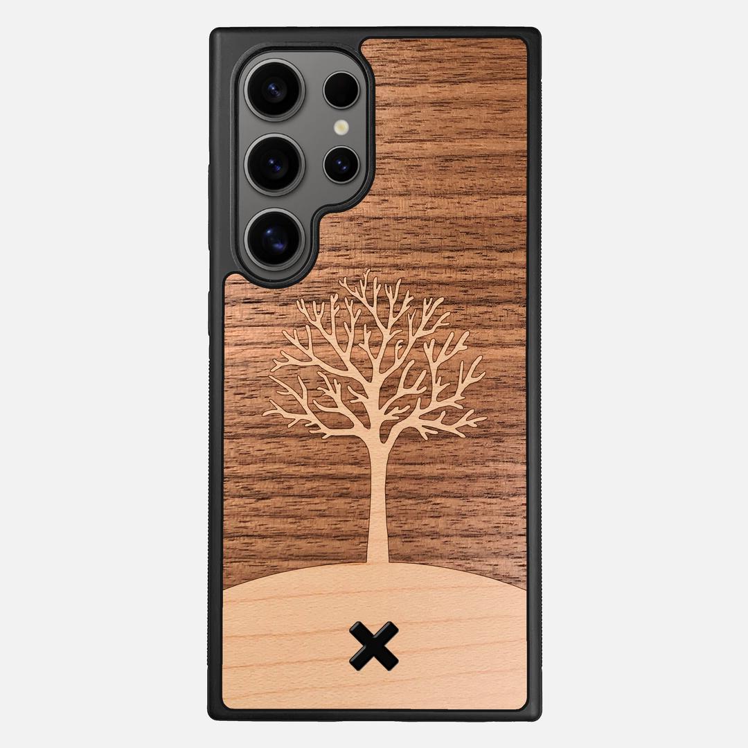 Tree of Life Case for the Samsung Galaxy S25 Ultra featuring a Maple and Walnut Wood backer with the Keyway X Mark#Phone Model_Galaxy S25 Ultra