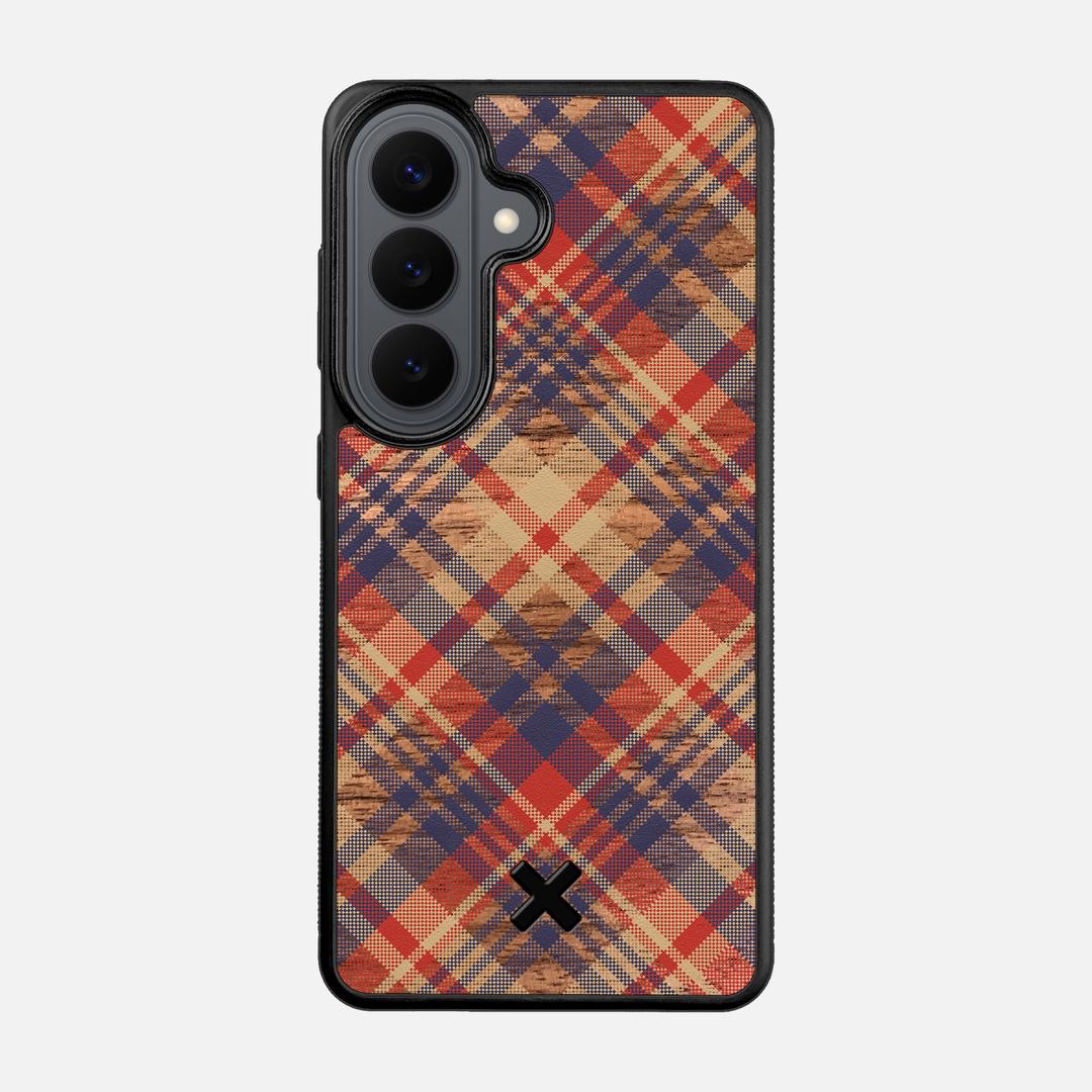 Tartan Case for the Samsung Galaxy S26 featuring a UV Printed Walnut Wood backer with the Keyway X Mark#Phone Model_Galaxy S26