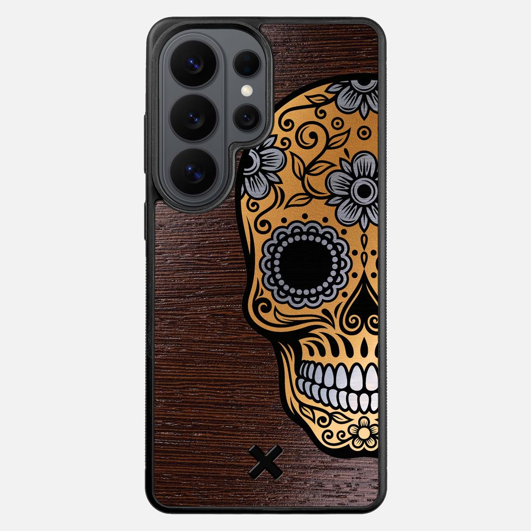 Calavera Case for the Samsung Galaxy S26 Ultra featuring an Engraved Gold and Wenge Wood backer with the Keyway X Mark#Phone Model_Galaxy S26 Ultra