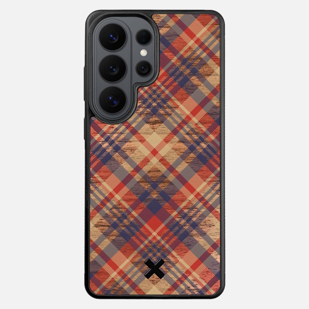 Tartan Case for the Samsung Galaxy S26 Ultra featuring a UV Printed Walnut Wood backer with the Keyway X Mark#Phone Model_Galaxy S26 Ultra