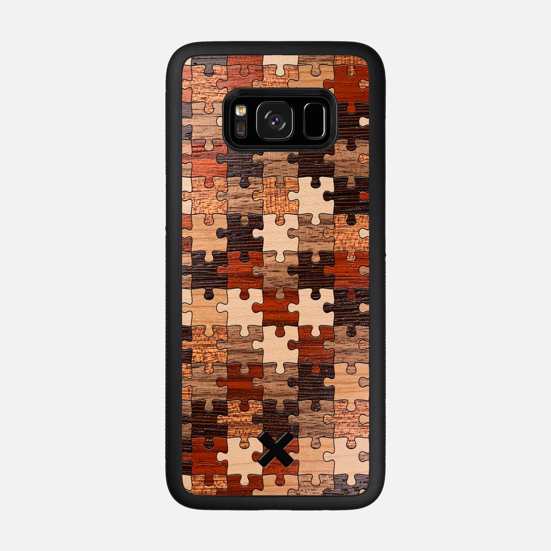 Puzzle Case for the Samsung Galaxy S8 featuring a Wenge, Maple, Cherry, Sapele, Padauk, and Walnut Wood backer with the Keyway X Mark#Phone Model_Galaxy S8