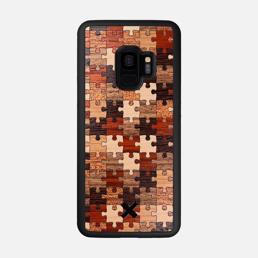 Puzzle Case for the Samsung Galaxy S9 featuring a Wenge, Maple, Cherry, Sapele, Padauk, and Walnut Wood backer with the Keyway X Mark#Phone Model_Galaxy S9